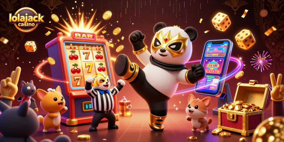 Join the fun at lolajack casino with an exciting 3D illustration of gaming action and celebrations.